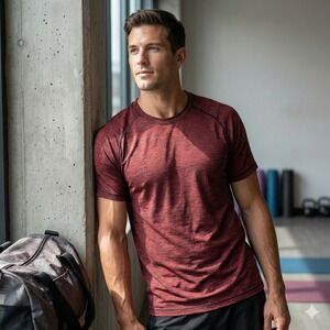 Lululemon Metal Vent Tech Short Sleeve Shirt Men Large Red Black Mesh Breathable